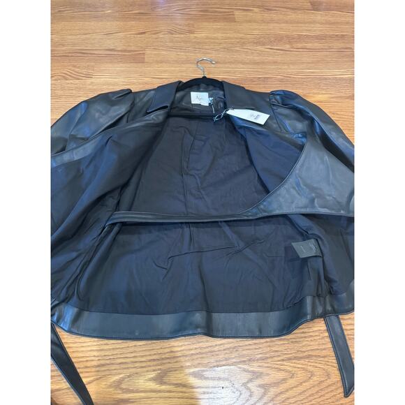 AJE. faux leather Idyllic Wrap Long sleeve Top in Color Black size 12 / Us 8 - Picture 11 of 16